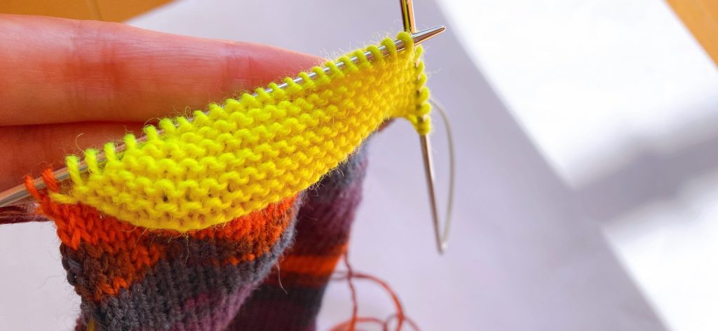 初めての手編み靴下踵